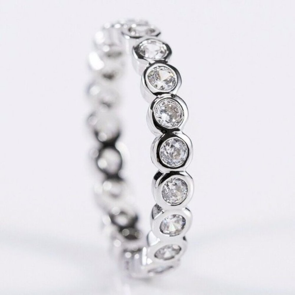 Creation Silver Ring Cubic Zircon Wedding New - Picture 2 of 2
